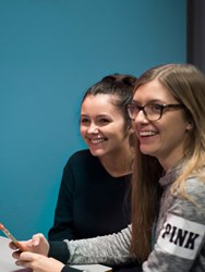 Two students socialising Two students socialising