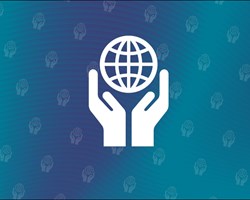 Hand holding globe Logo